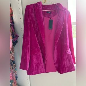 Plus size textured hot pick velvet blazer